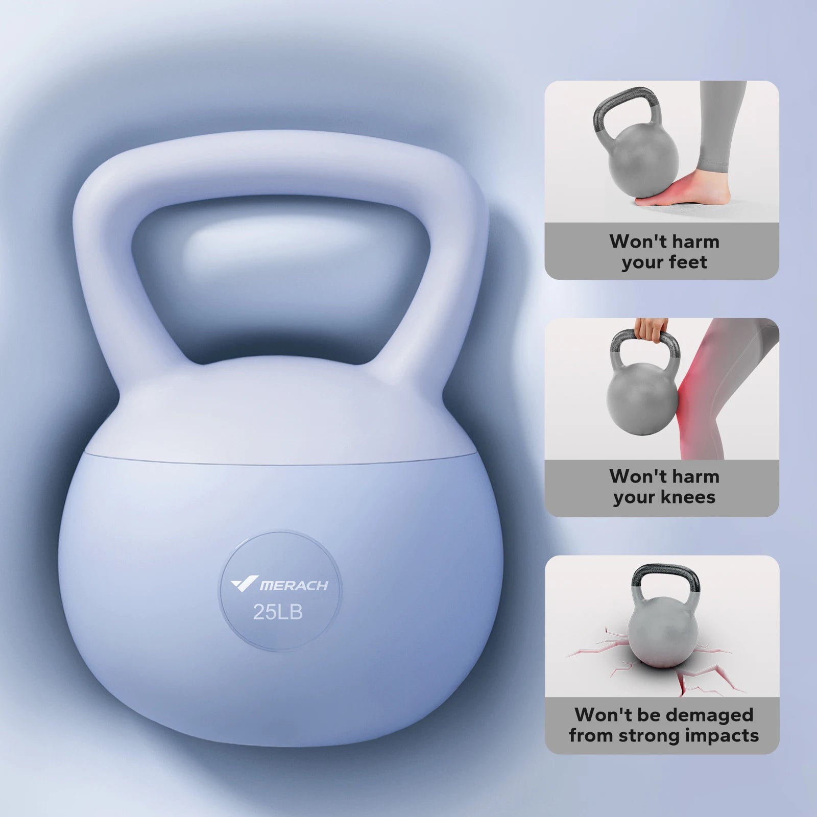 Sand Filled Quiet Kettlebell With Wide Handle