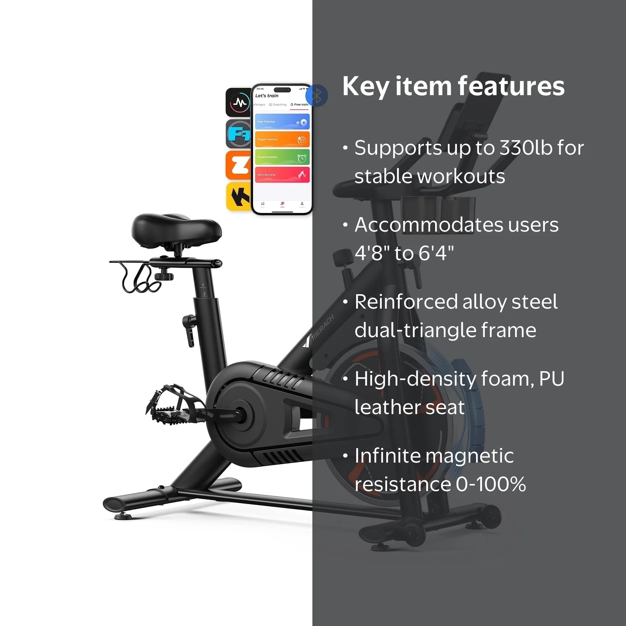 Magnetic Exercise Bike With App Tablet Mount