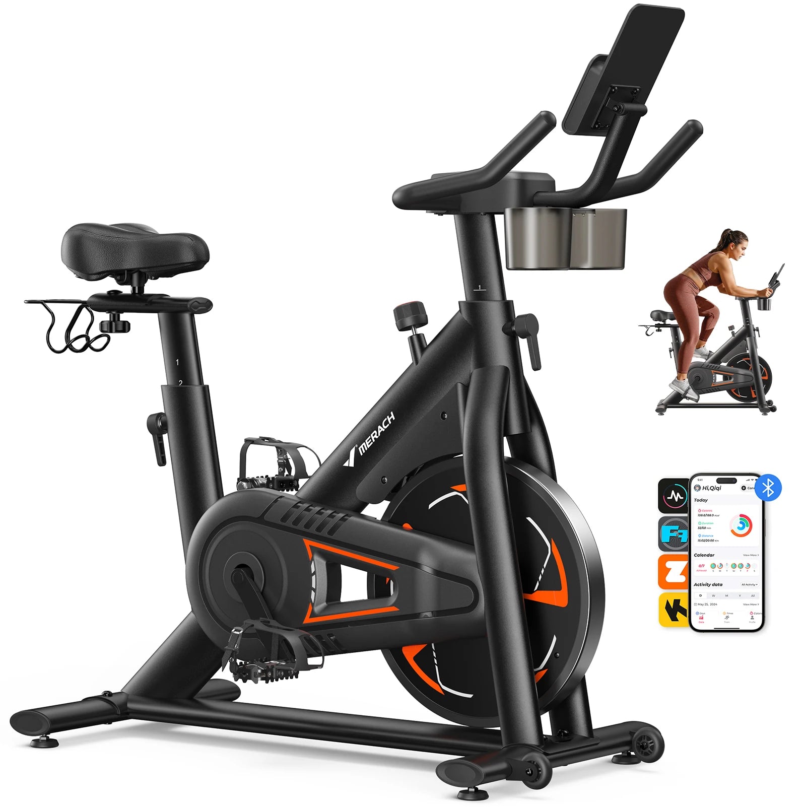 Magnetic Exercise Bike With App Tablet Mount