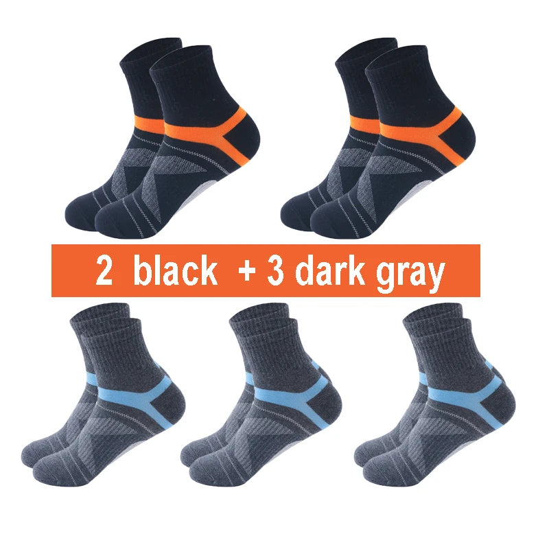 Men's 5 Pair Breathable Stripe Running Sports Socks