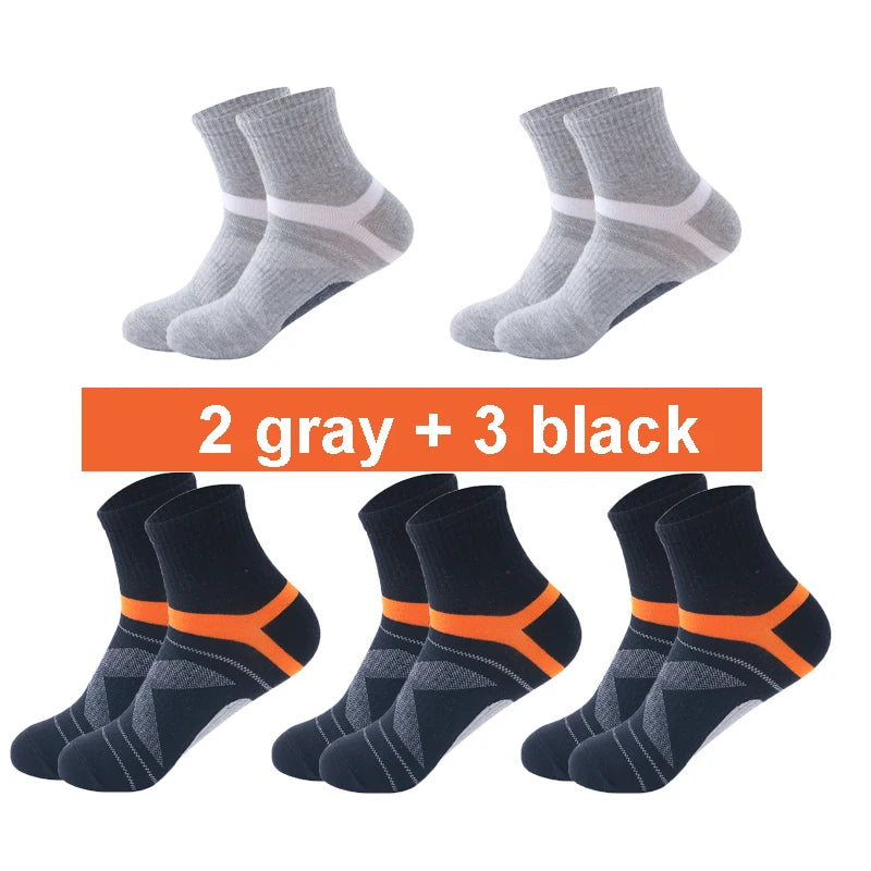 Men's 5 Pair Breathable Stripe Running Sports Socks