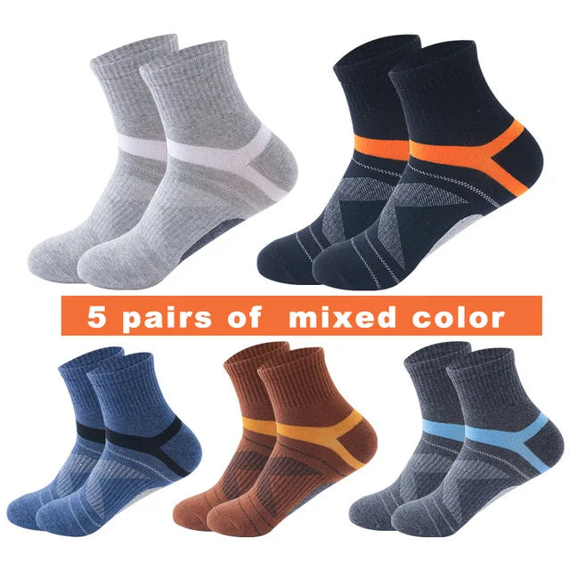 Men's 5 Pair Breathable Stripe Running Sports Socks