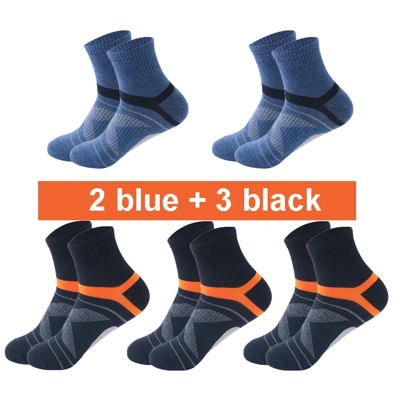 Men's 5 Pair Breathable Stripe Running Sports Socks