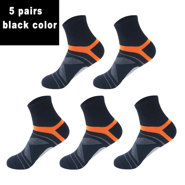 Men's 5 Pair Breathable Stripe Running Sports Socks