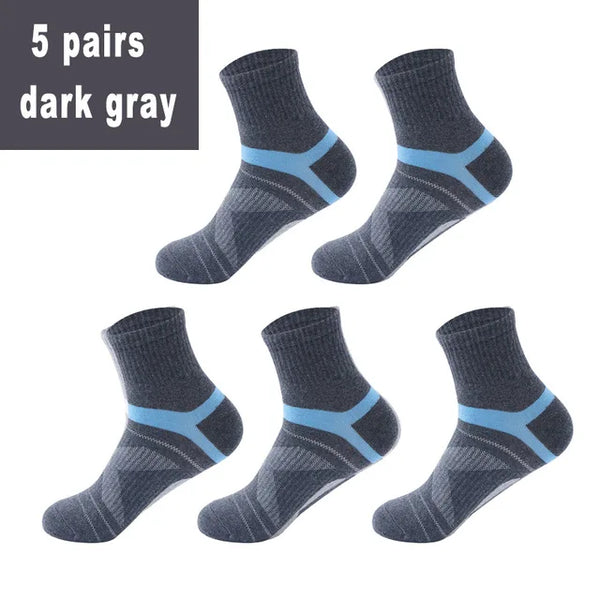 Men's 5 Pair Breathable Stripe Running Sports Socks