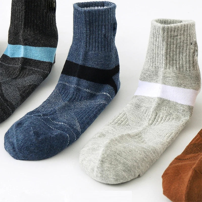 Men's 5 Pair Breathable Stripe Running Sports Socks