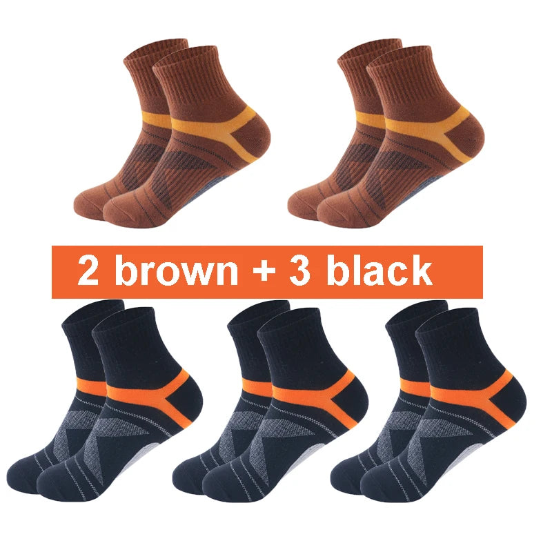 Men's 5 Pair Breathable Stripe Running Sports Socks