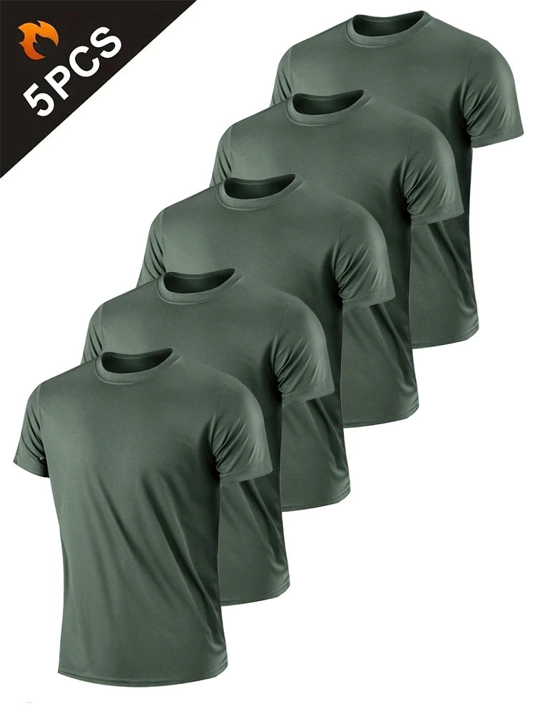 5PCS Men's Quick Dry Lightweight Fitness Sports T-Shirts