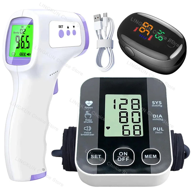 3 In 1 Blood Pressure Thermometer Oximeter Monitor Set