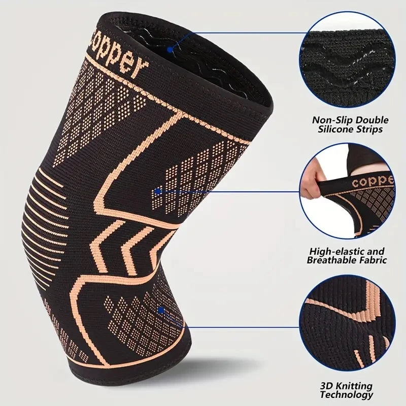 2pcs Copper Fiber Knee Brace Breathable Patella Support