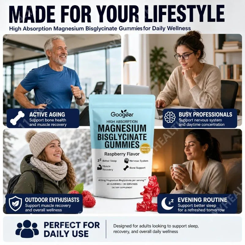 Magnesium Bisglycinate - 60 Raspberry Gummies
