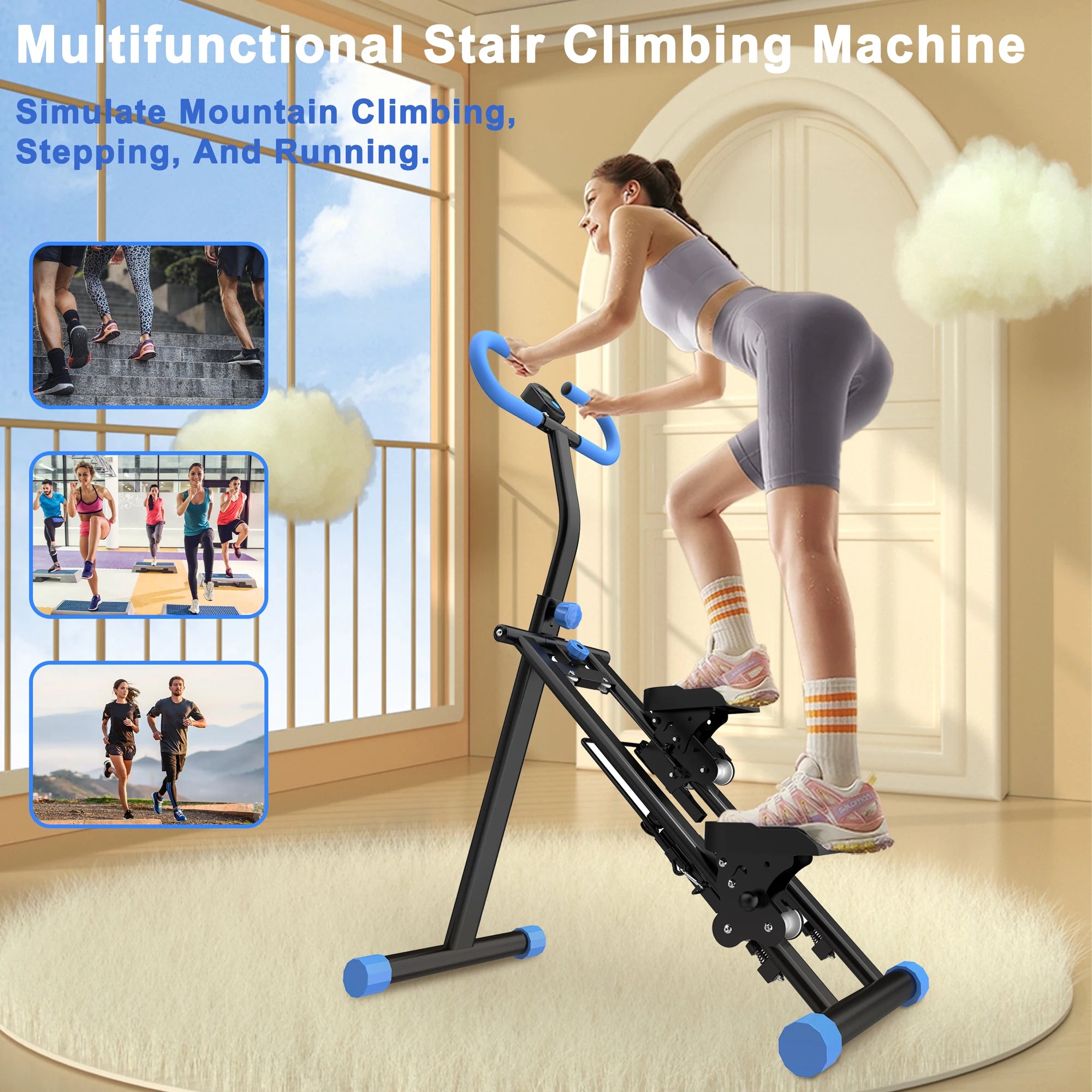 Foldable Vertical Climber With Adjustable Handlebars Home Gym