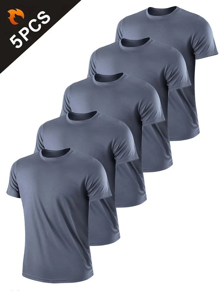 5PCS Men's Quick Dry Lightweight Fitness Sports T-Shirts