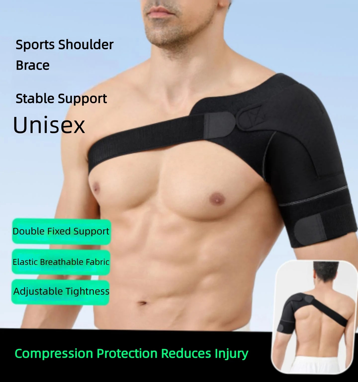 Adjustable Breathable Shoulder Support Brace For Gym Sports