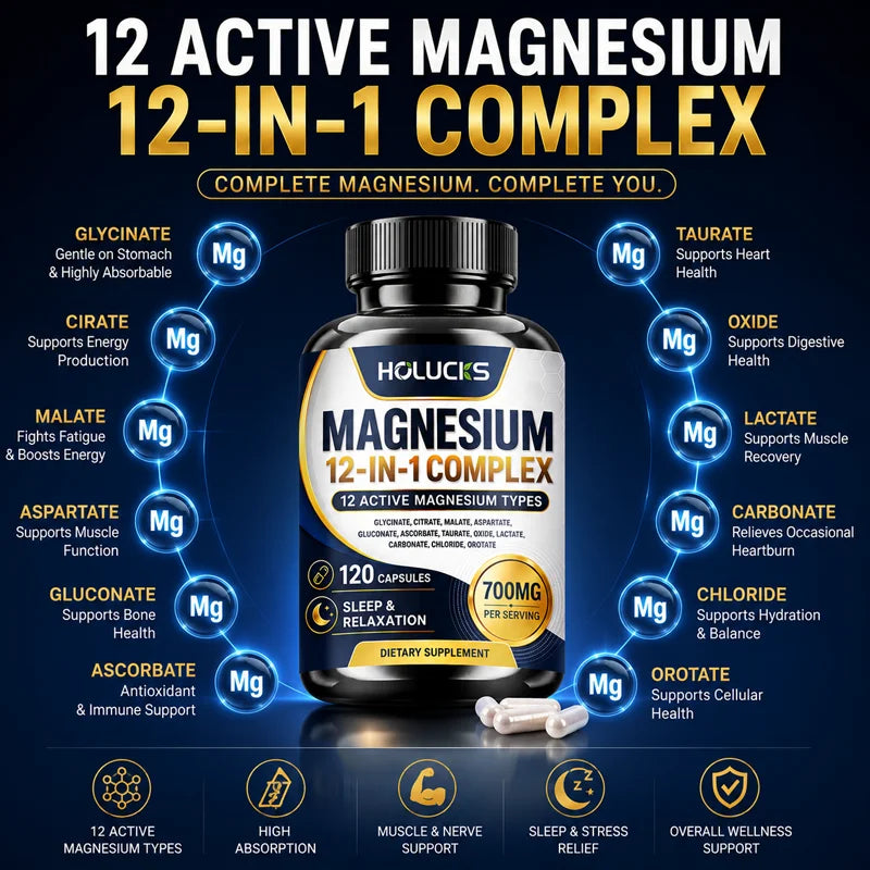 12 In 1 Magnesium Complex Capsules For Daily Wellness