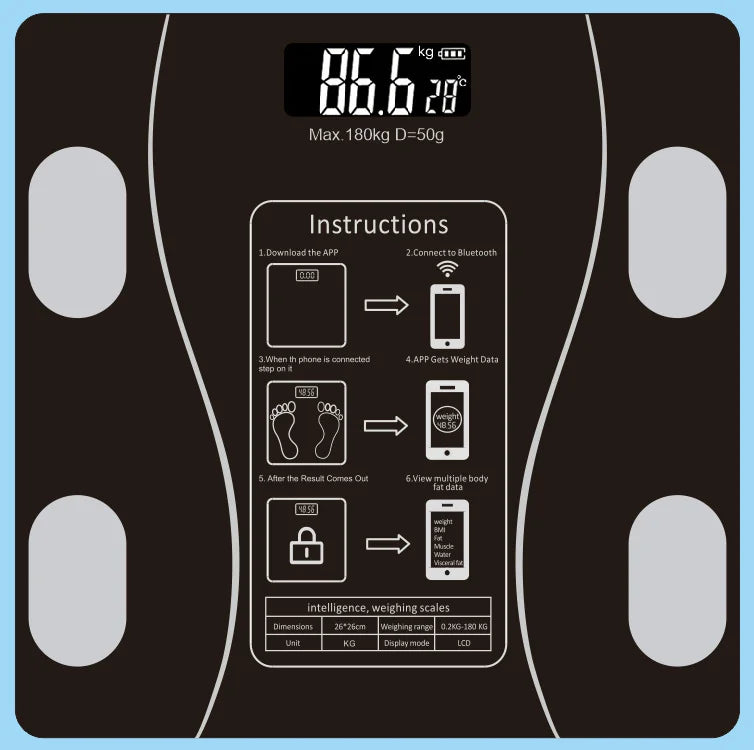 Smart Body Fat Scale For Home Fitness Tracking