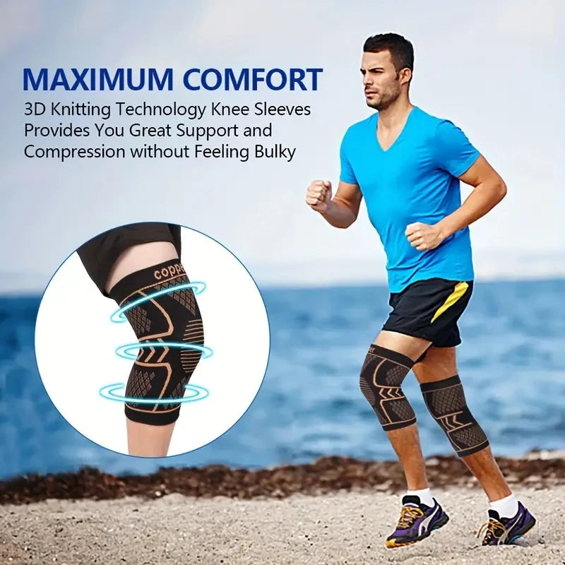 2pcs Copper Fiber Knee Brace Breathable Patella Support