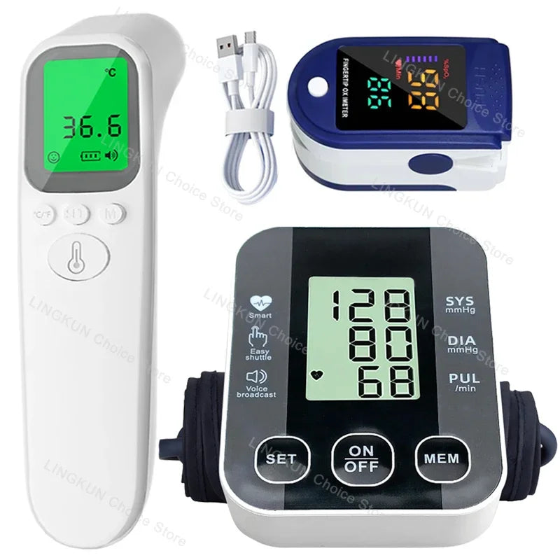 3 In 1 Blood Pressure Thermometer Oximeter Monitor Set