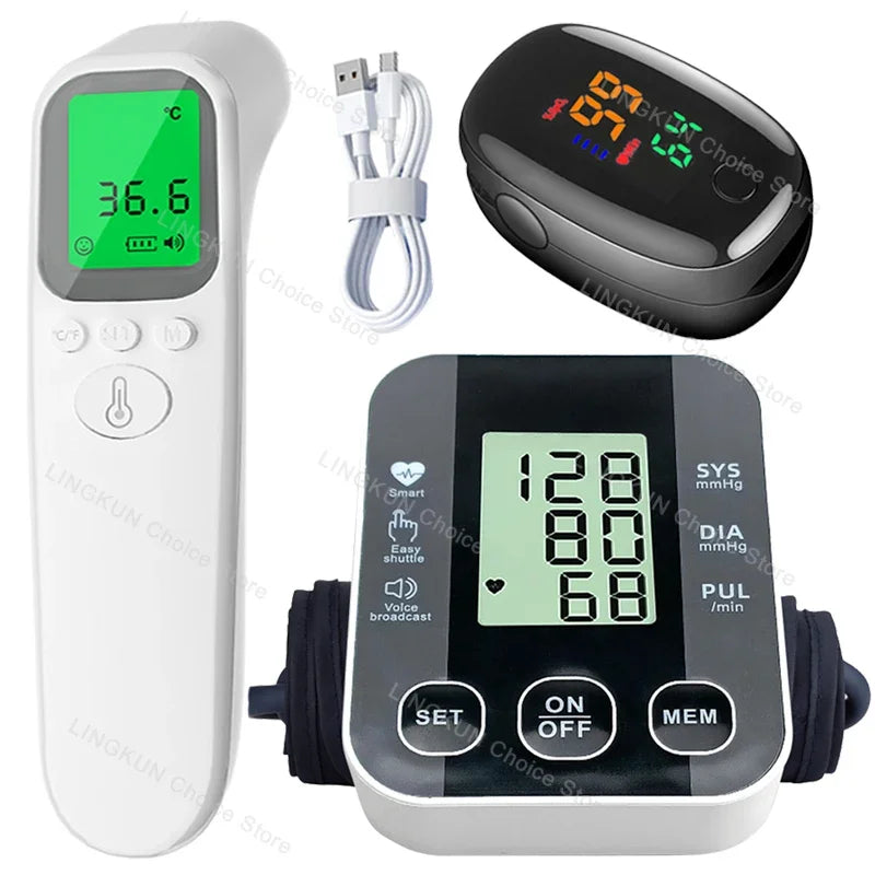 3 In 1 Blood Pressure Thermometer Oximeter Monitor Set