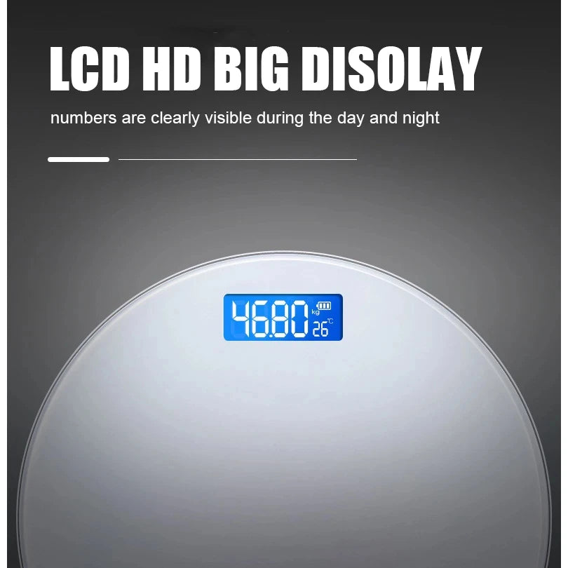Round Digital LED Display Electronic Bathroom Weight Scale