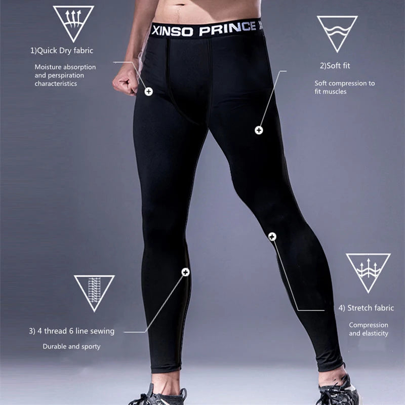 Men's Quick Dry Compression Pants For Running Workouts