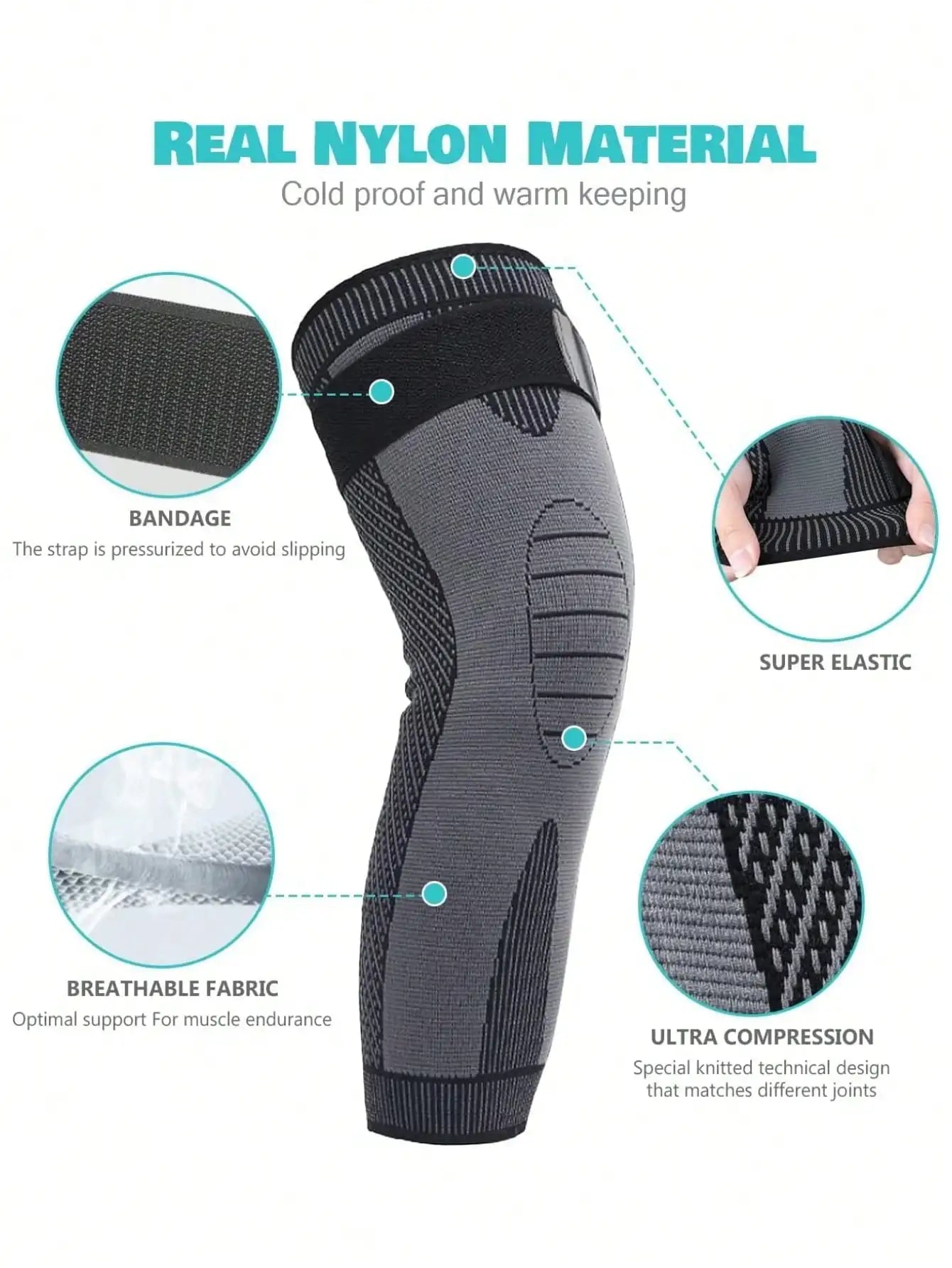 2 Pack Anti Slip Knee Braces With Compression Support