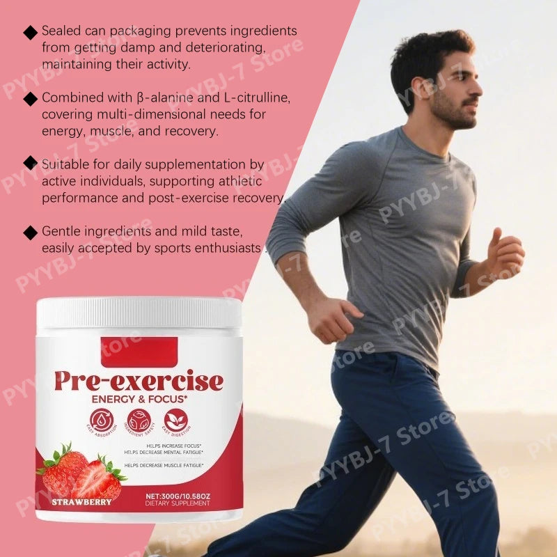 Strawberry Pre Workout Powder For Energy Focus Recovery