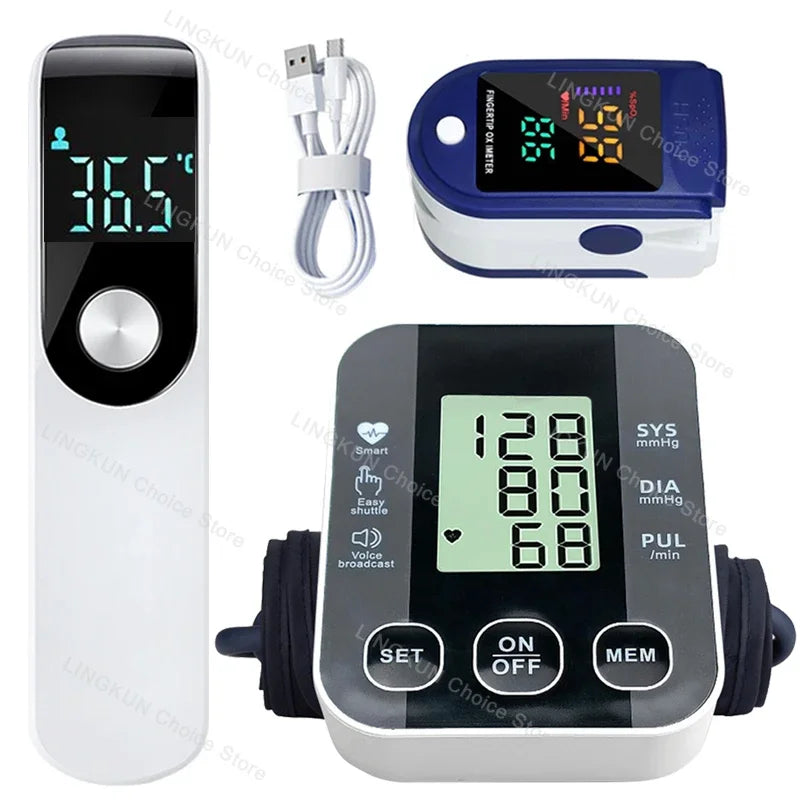 3 In 1 Blood Pressure Thermometer Oximeter Monitor Set