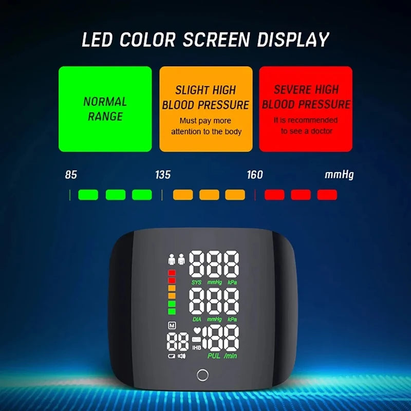 Black Digital Wrist Blood Pressure Heart Rate Monitor
