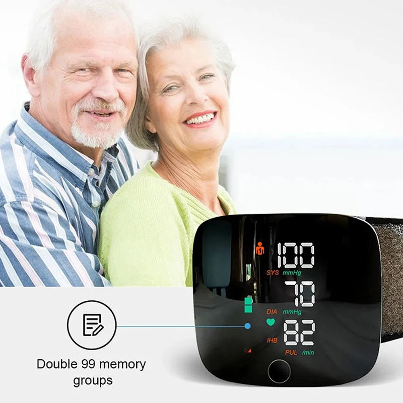Black Digital Wrist Blood Pressure Heart Rate Monitor
