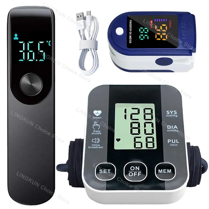 3 In 1 Blood Pressure Thermometer Oximeter Monitor Set