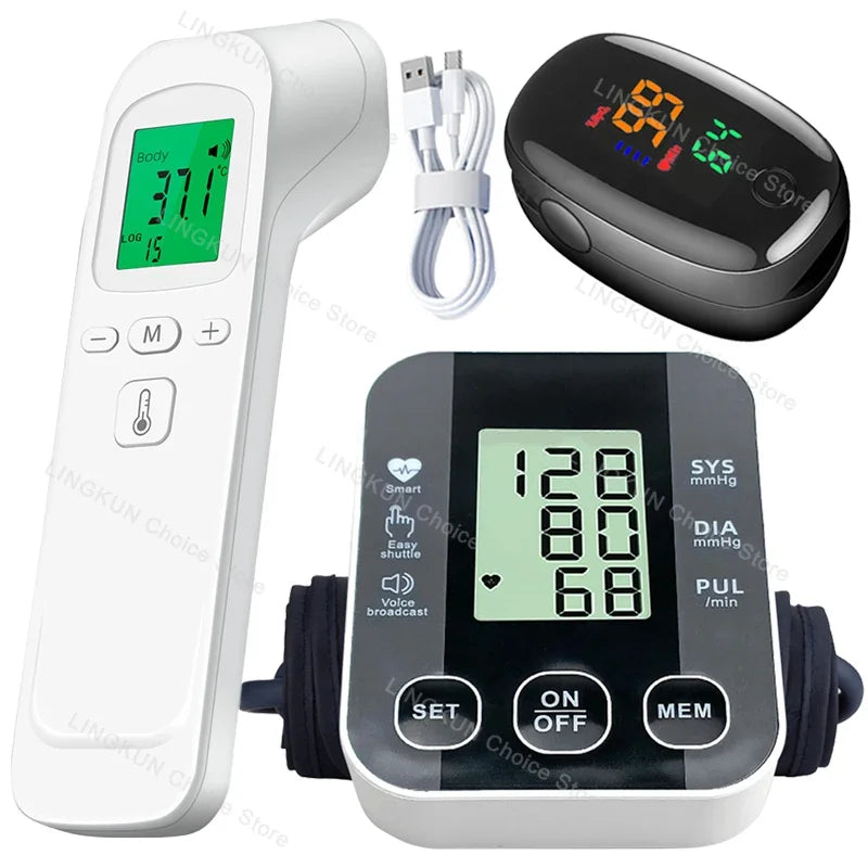 3 In 1 Blood Pressure Thermometer Oximeter Monitor Set