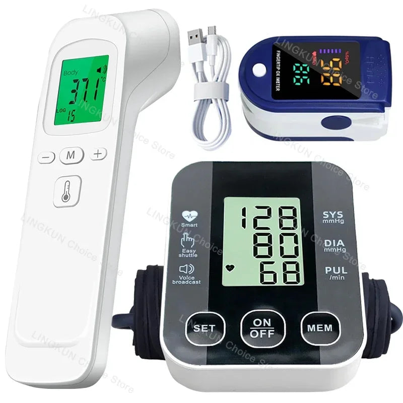 3 In 1 Blood Pressure Thermometer Oximeter Monitor Set