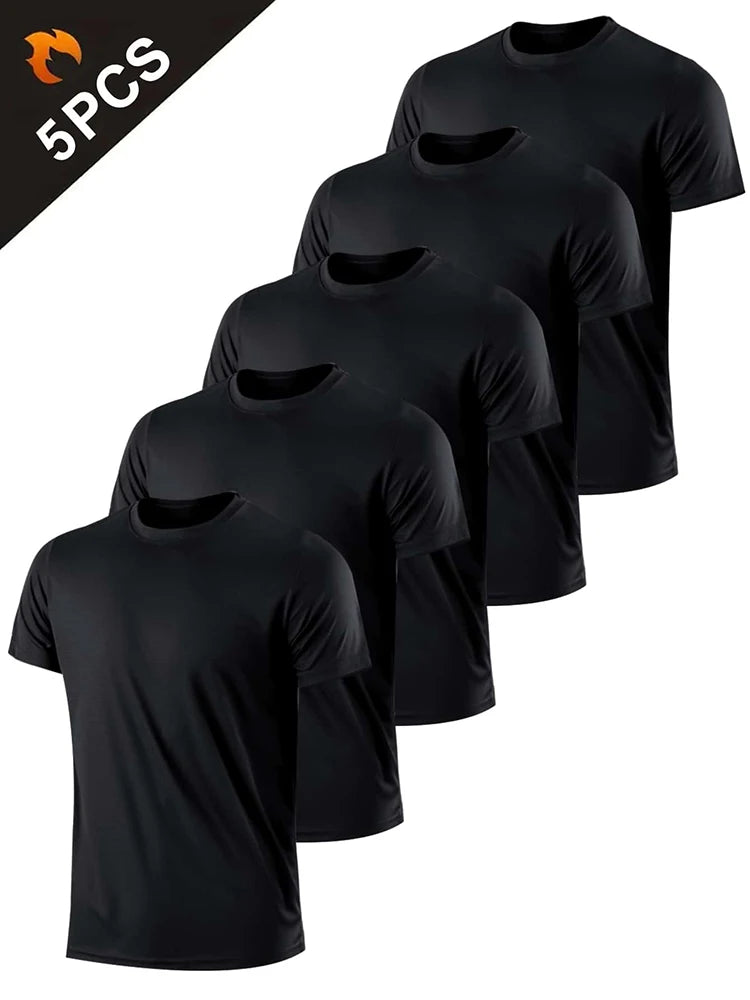 5PCS Men's Quick Dry Lightweight Fitness Sports T-Shirts