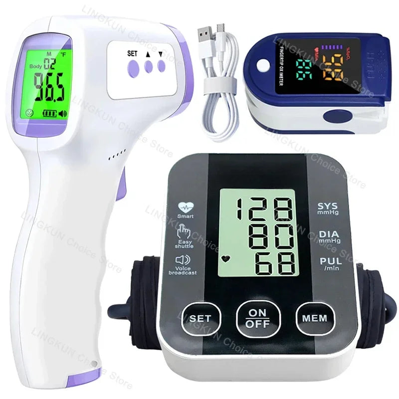 3 In 1 Blood Pressure Thermometer Oximeter Monitor Set