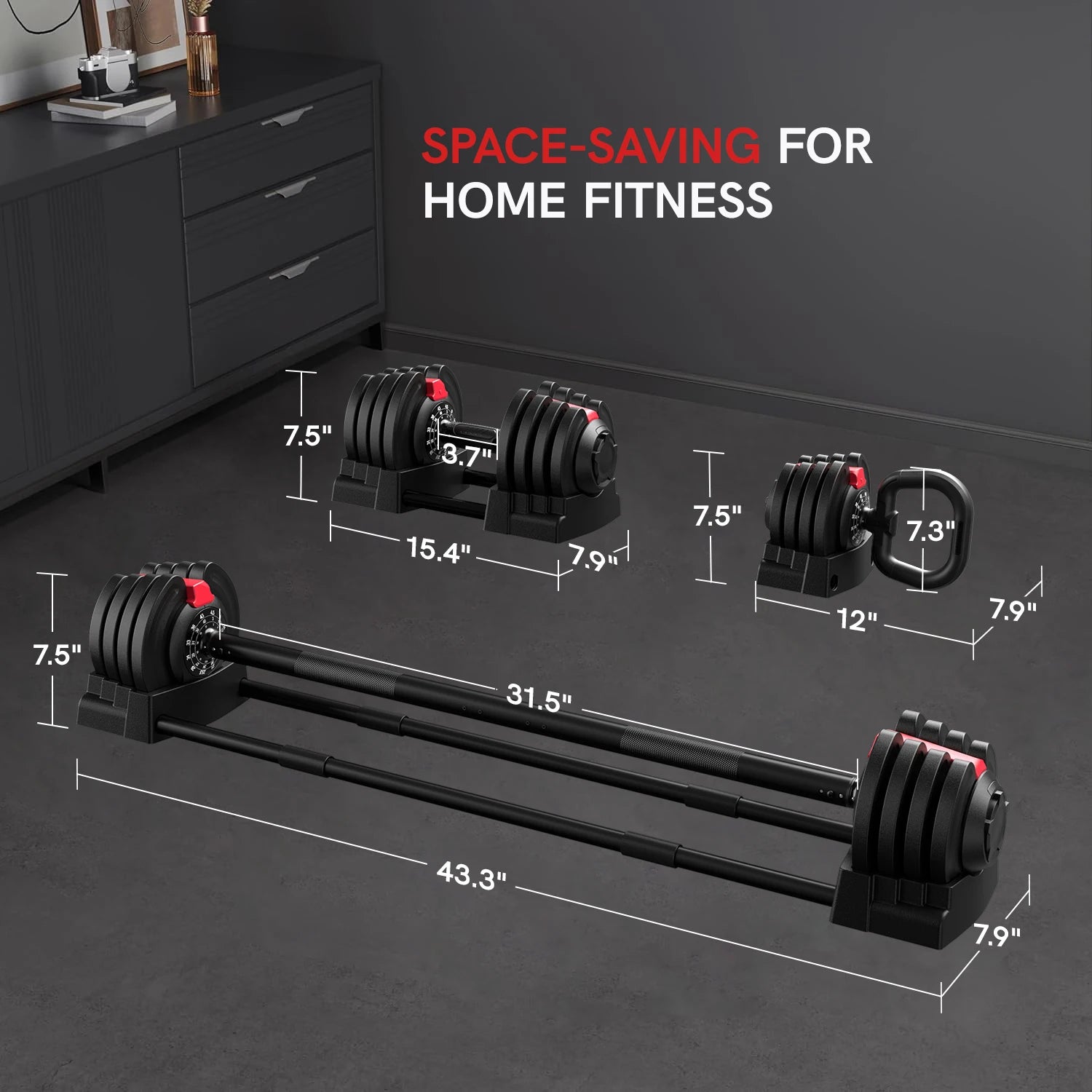 Adjustable 3 In 1 Dumbbell Barbell Kettlebell