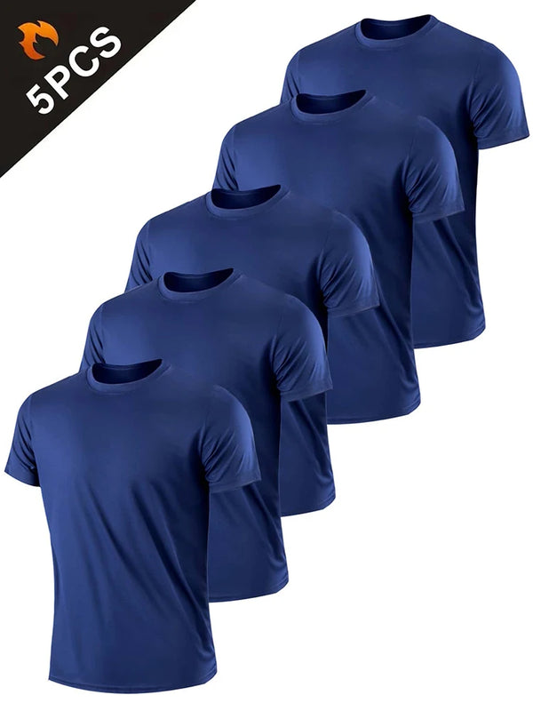 5PCS Men's Quick Dry Lightweight Fitness Sports T-Shirts