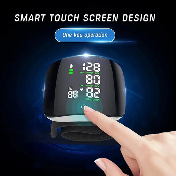 Black Digital Wrist Blood Pressure Heart Rate Monitor