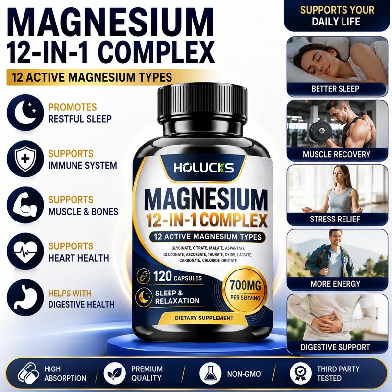 12 In 1 Magnesium Complex Capsules For Daily Wellness