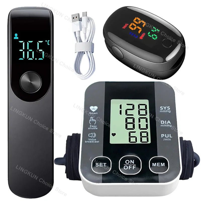 3 In 1 Blood Pressure Thermometer Oximeter Monitor Set