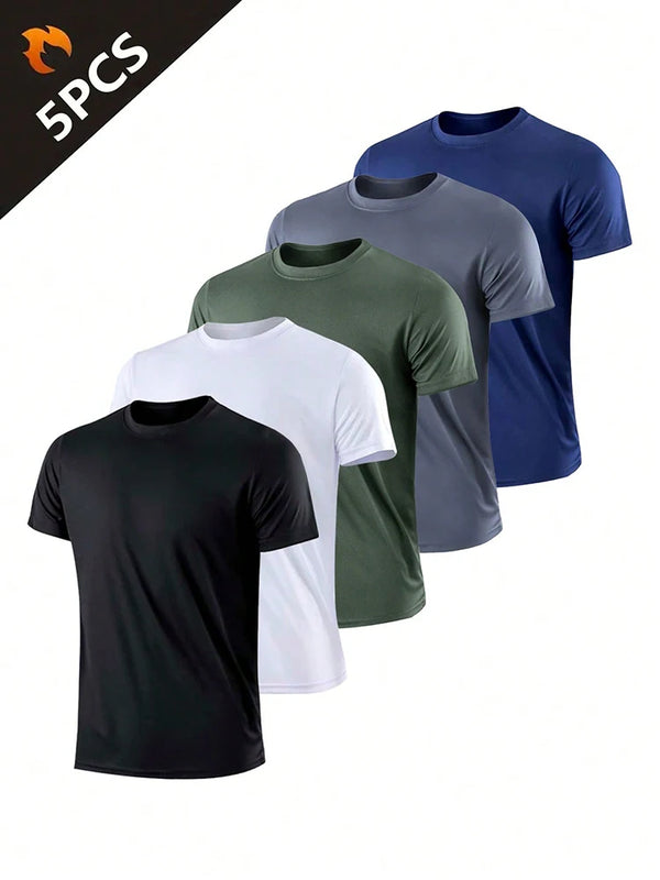 5PCS Men's Quick Dry Lightweight Fitness Sports T-Shirts