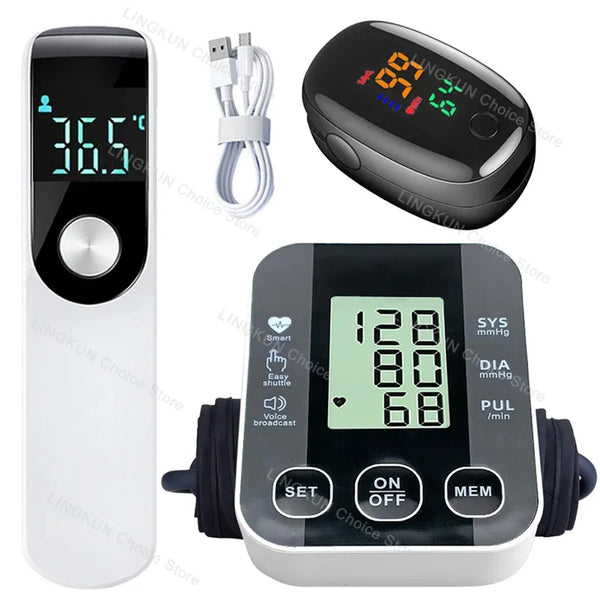 3 In 1 Blood Pressure Thermometer Oximeter Monitor Set