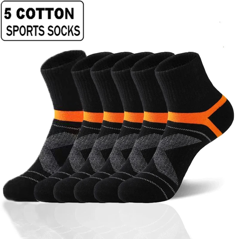 Men's 5 Pair Breathable Stripe Running Sports Socks