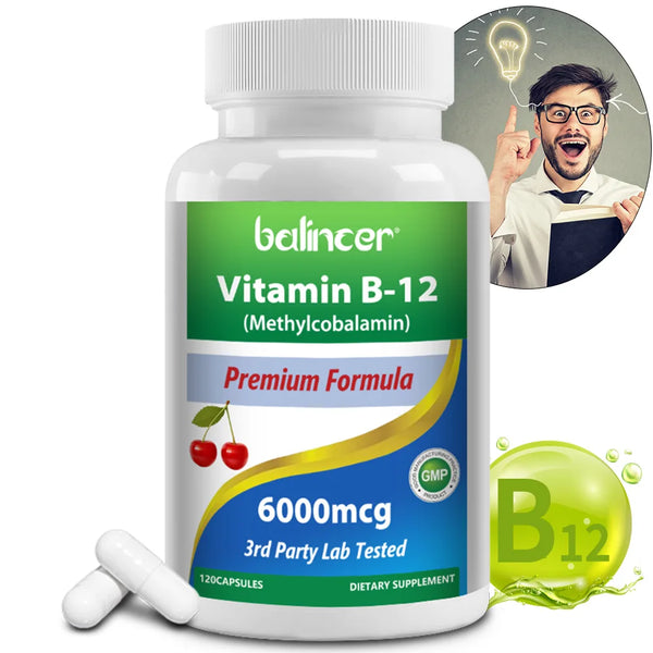 Vitamin B12 6000mcg Capsules For Energy Nervous Support