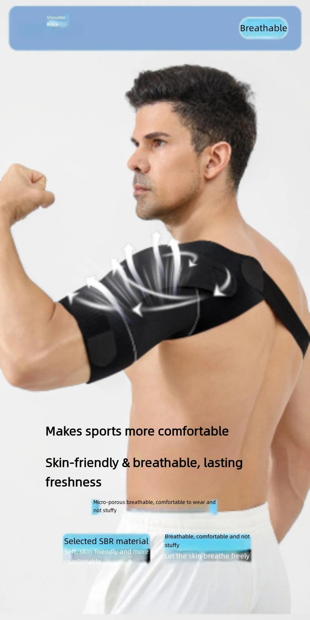 Adjustable Breathable Shoulder Support Brace For Gym Sports