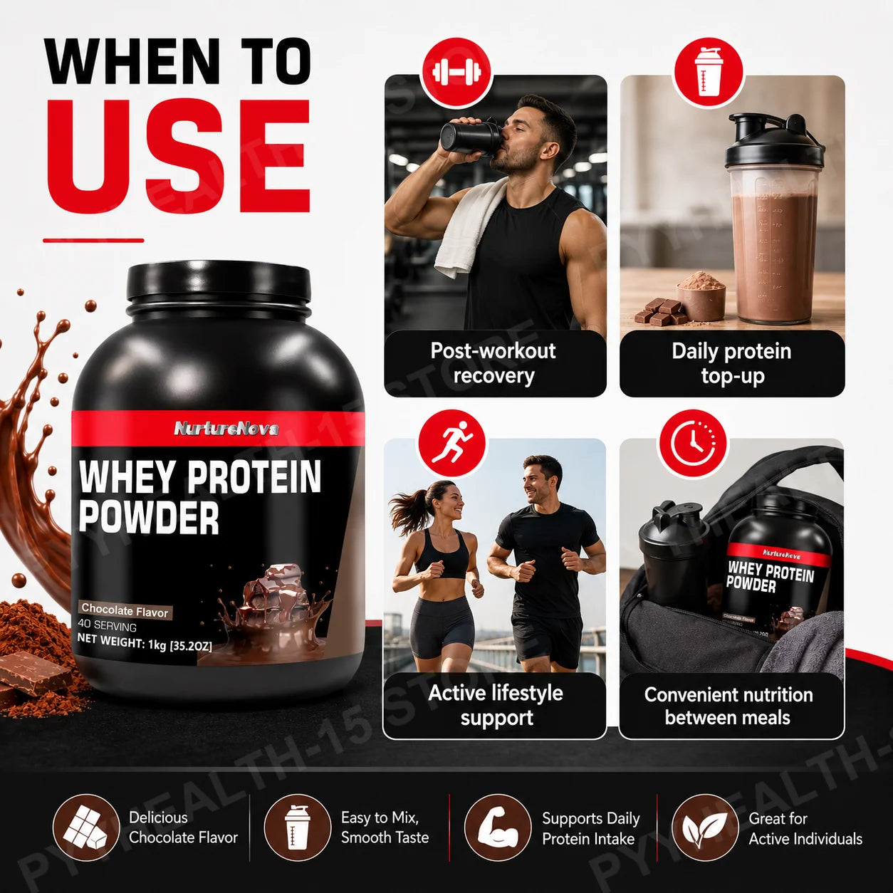 Whey Protein Powder Multiple Flavors 40 Servings