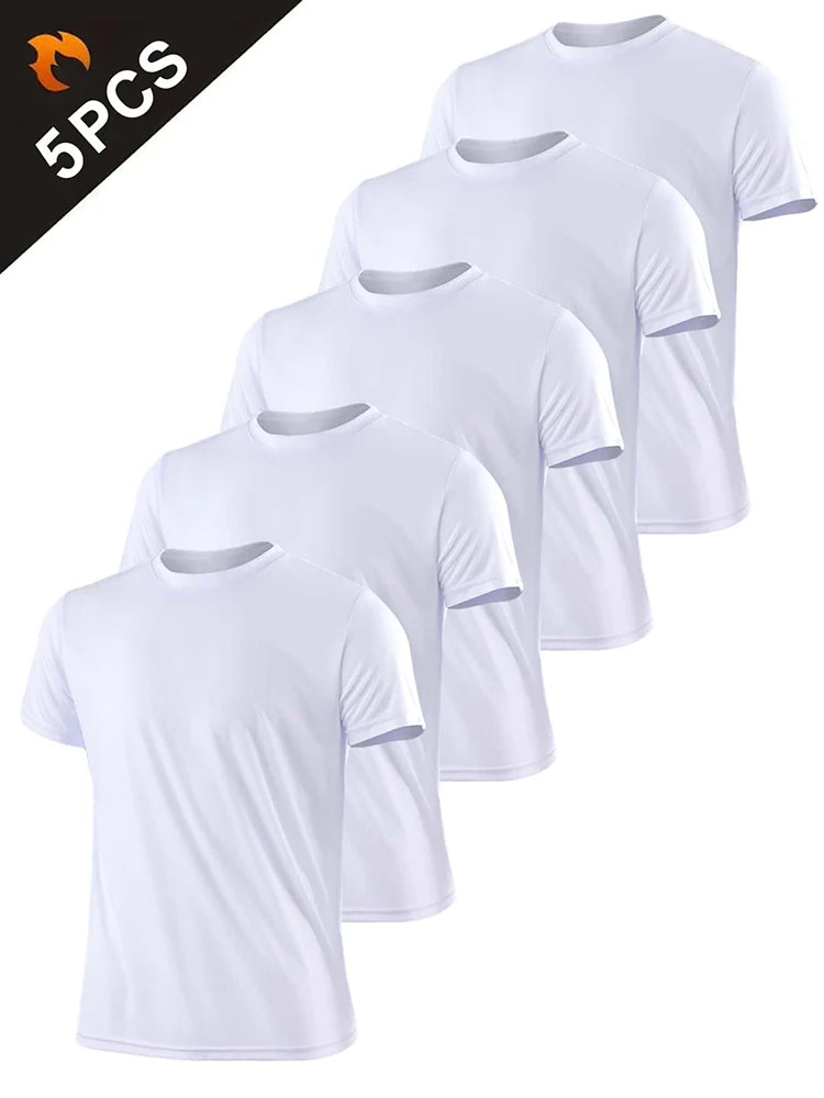 5PCS Men's Quick Dry Lightweight Fitness Sports T-Shirts