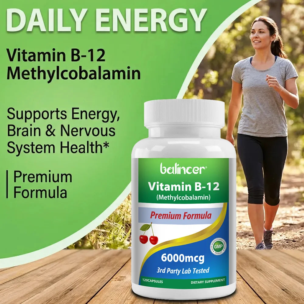 Vitamin B12 6000mcg Capsules For Energy Nervous Support