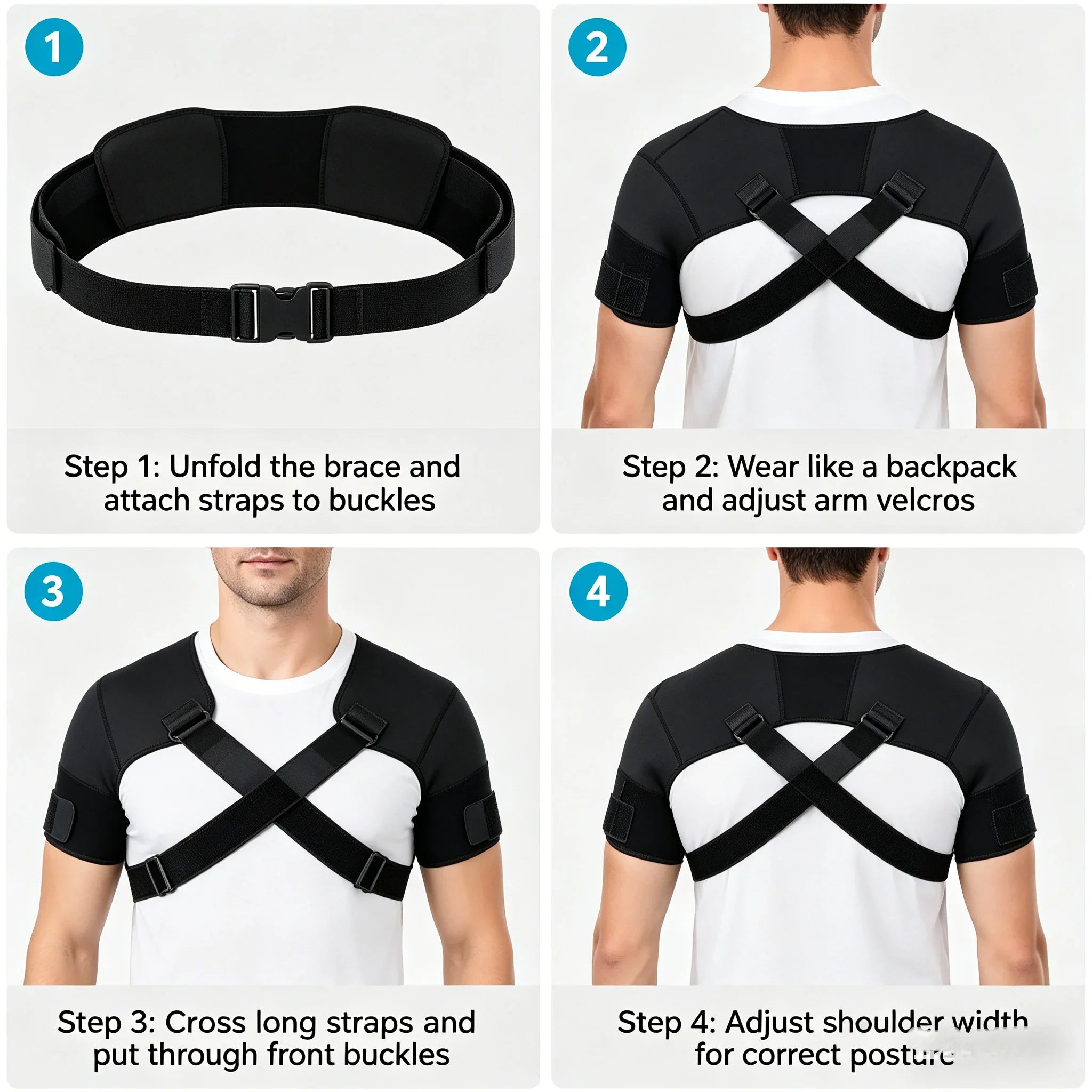 Adjustable X Type Back Brace For Posture Support