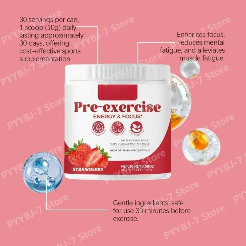 Strawberry Pre Workout Powder For Energy Focus Recovery